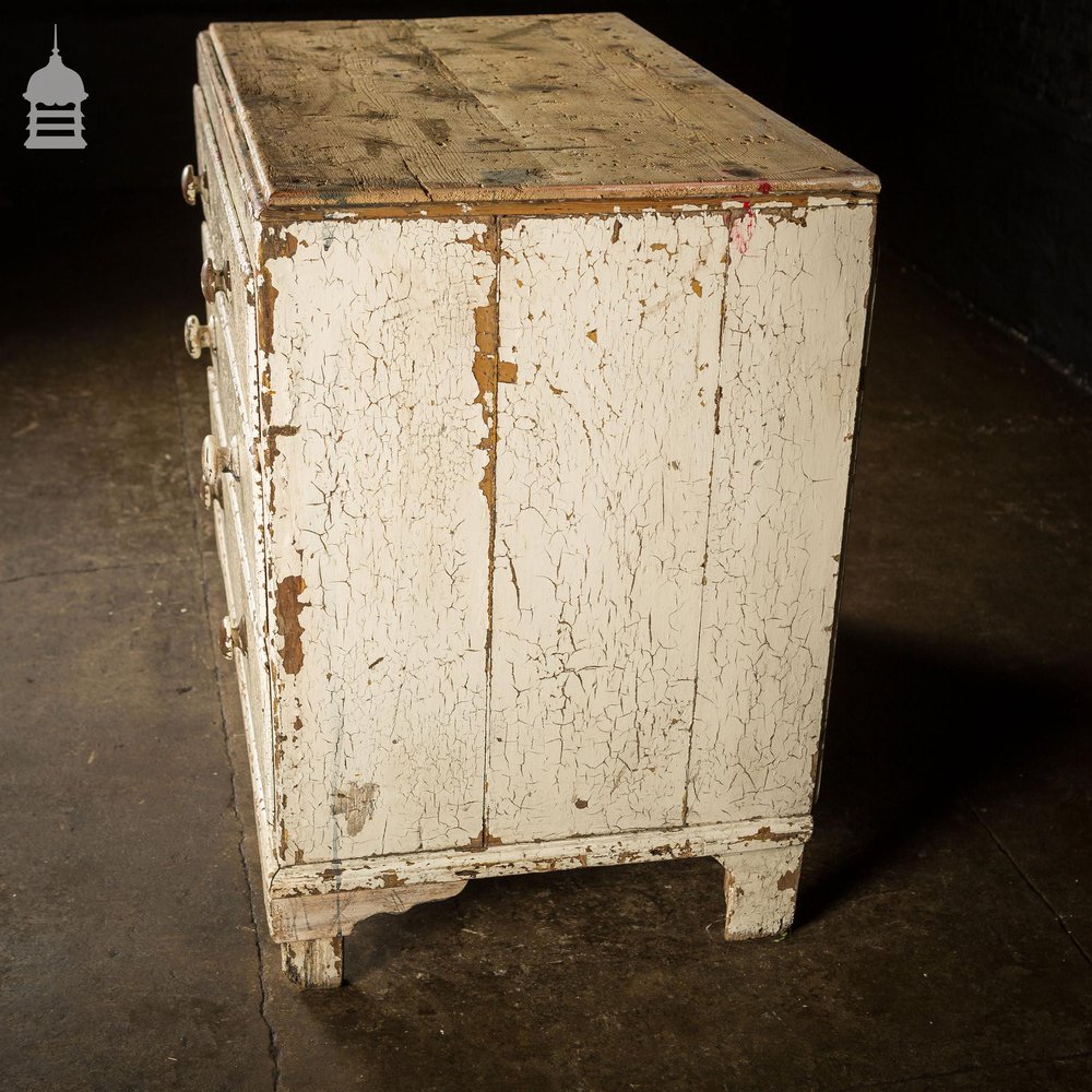 Distressed Georgian Chest of Drawers With Flaky White Paint