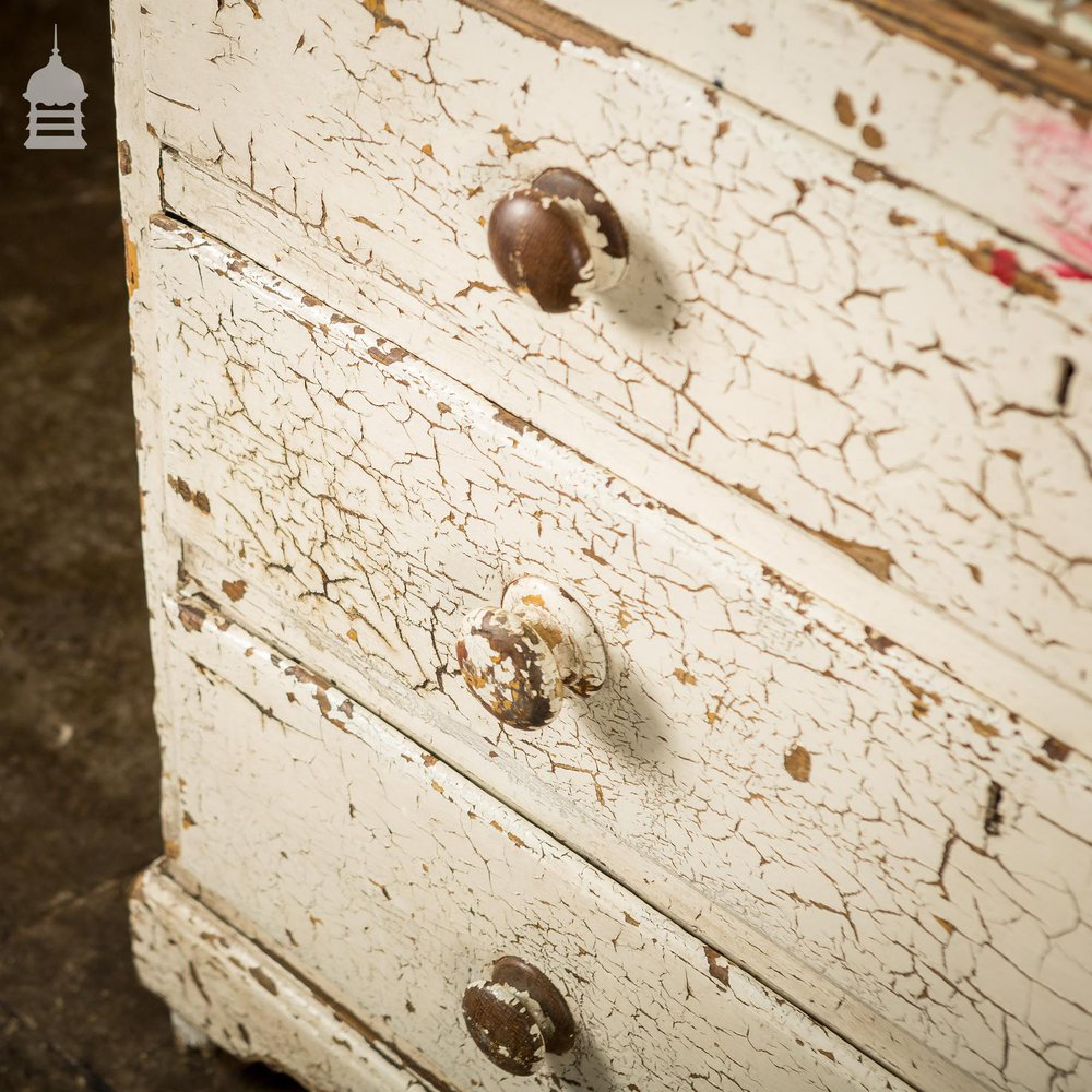 Distressed Georgian Chest of Drawers With Flaky White Paint