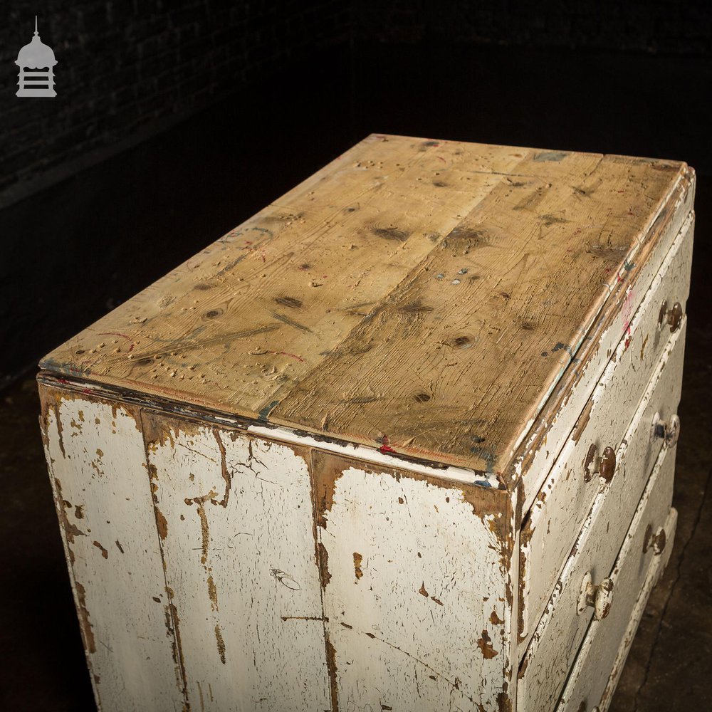 Distressed Georgian Chest of Drawers With Flaky White Paint