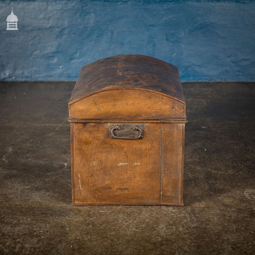 19th C Tin Dome Top Deeds Chest Miss M Smithers