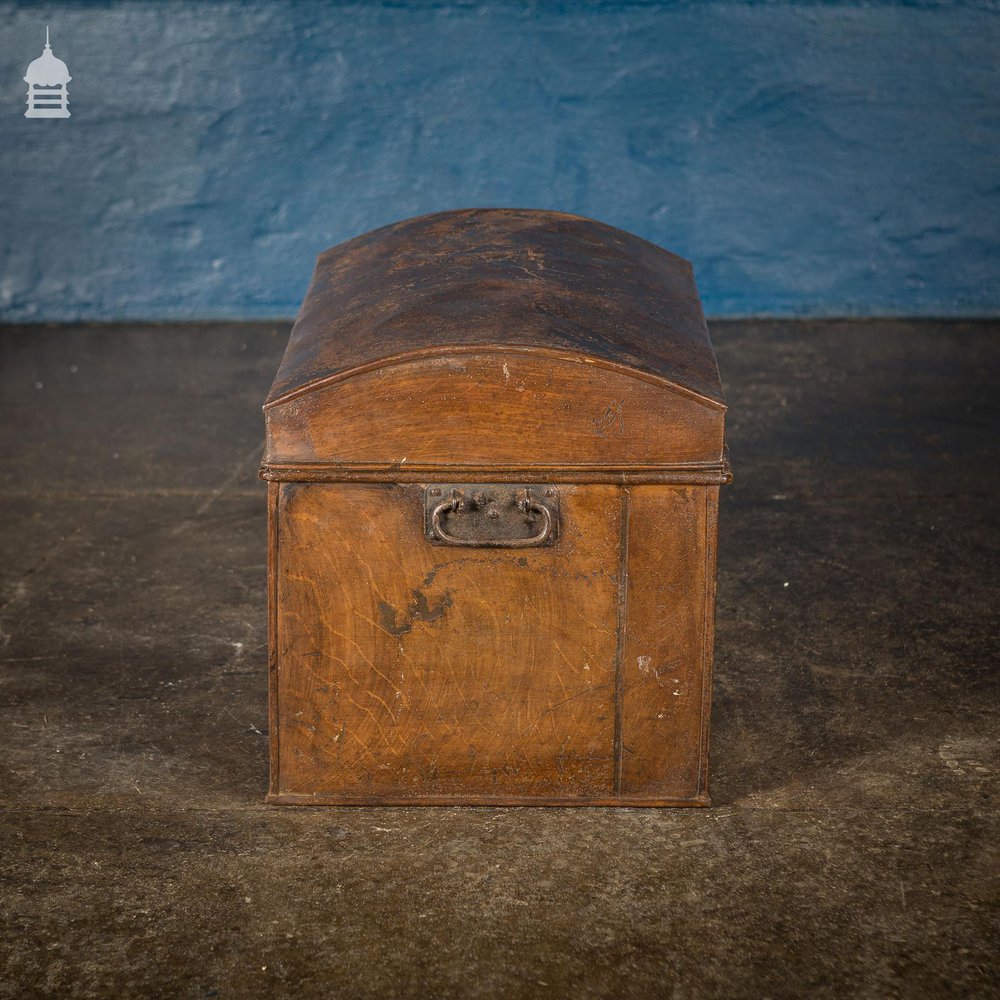 19th C Tin Dome Top Deeds Chest Miss M Smithers