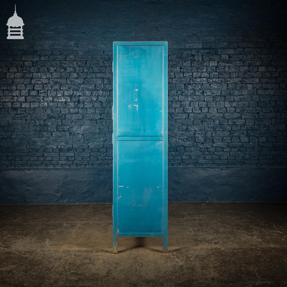 Large Blue Painted Metal Industrial Drying Cabinet Cupboard