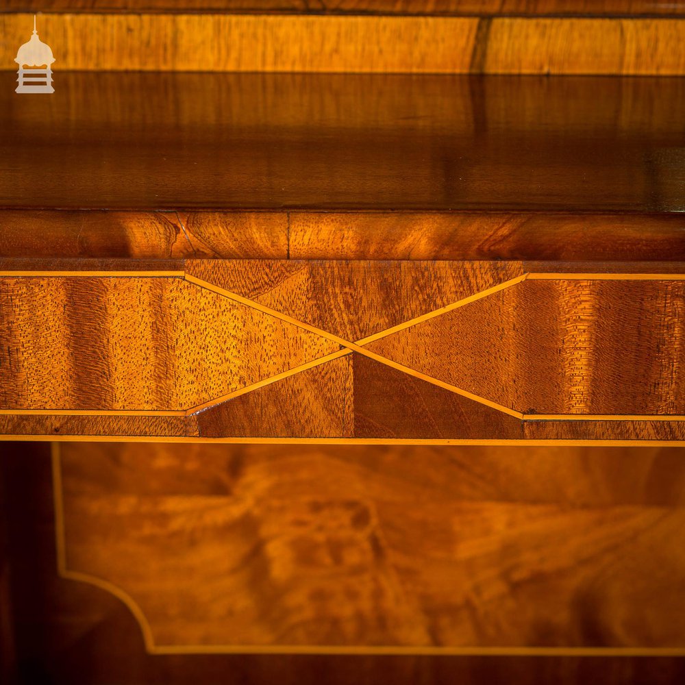 Circa 1900 Inlaid Mahogany Fire Surround with Mirrored Overmantel