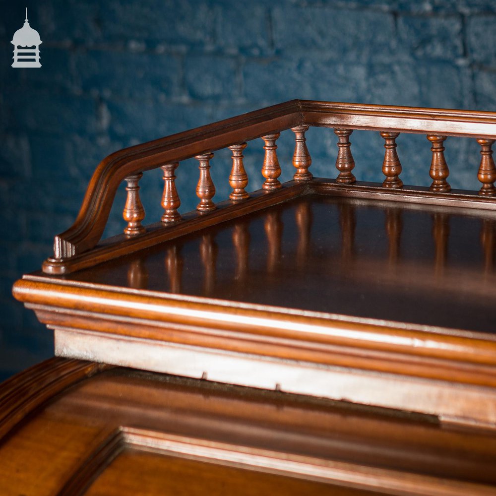 Impressive 19th C Mahogany Roll Top Bureau Desk