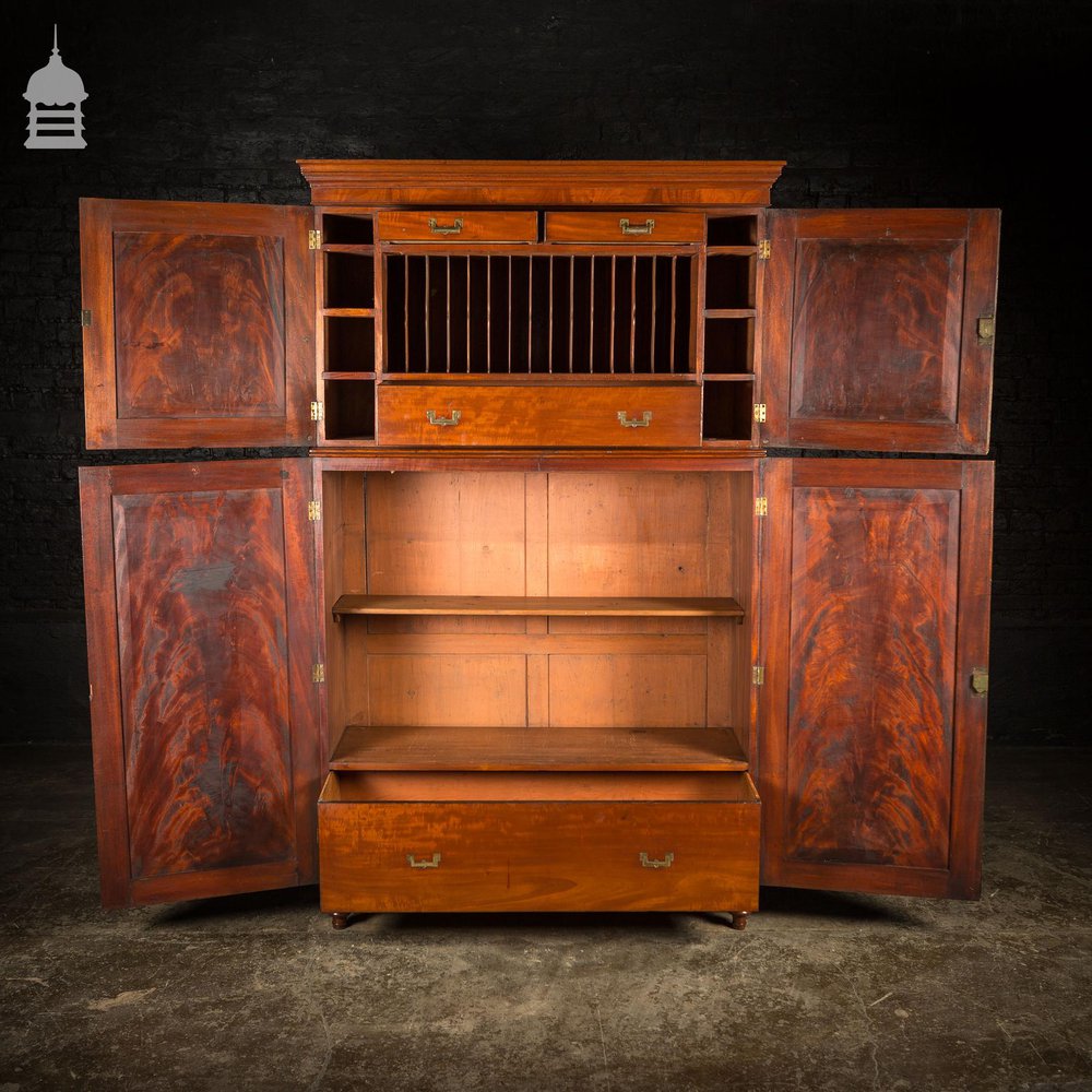 19th C Flame Mahogany Bookcase Cupboard