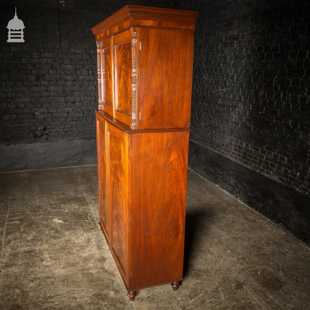 19th C Flame Mahogany Bookcase Cupboard