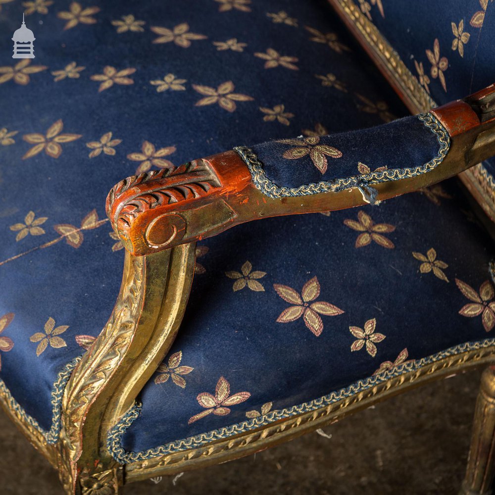 19th Louis XVI Gilt on Gesso Sofa