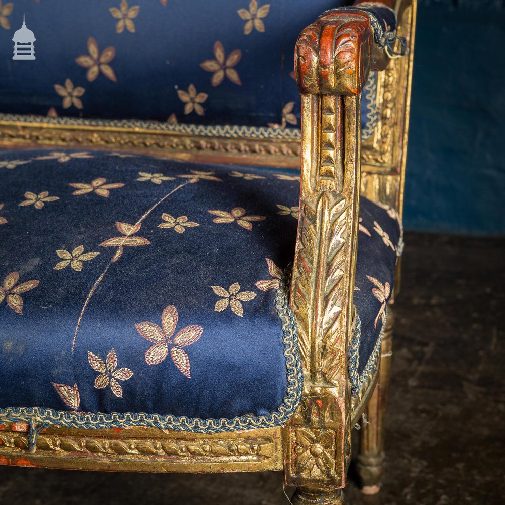 19th Louis XVI Gilt on Gesso Sofa