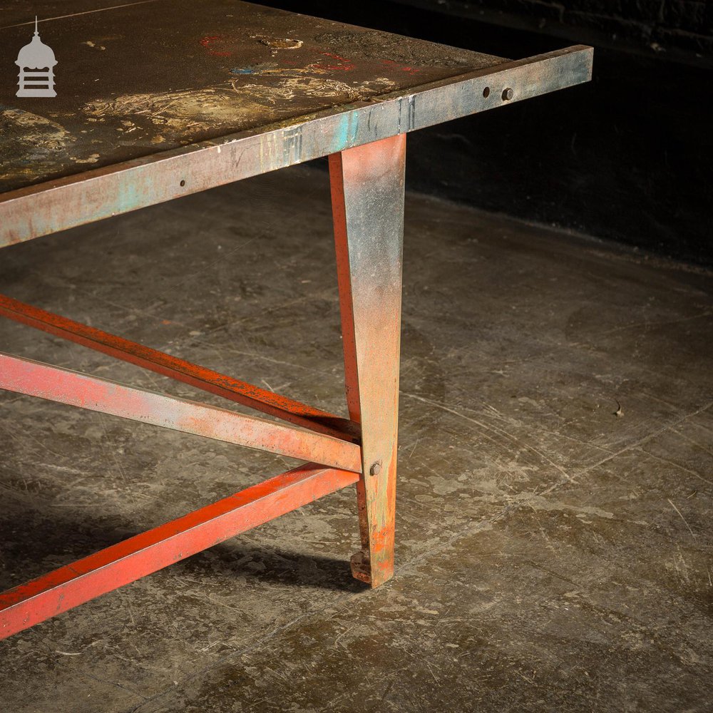 Large Steel Frame Industrial Workshop Plate Top Factory Table