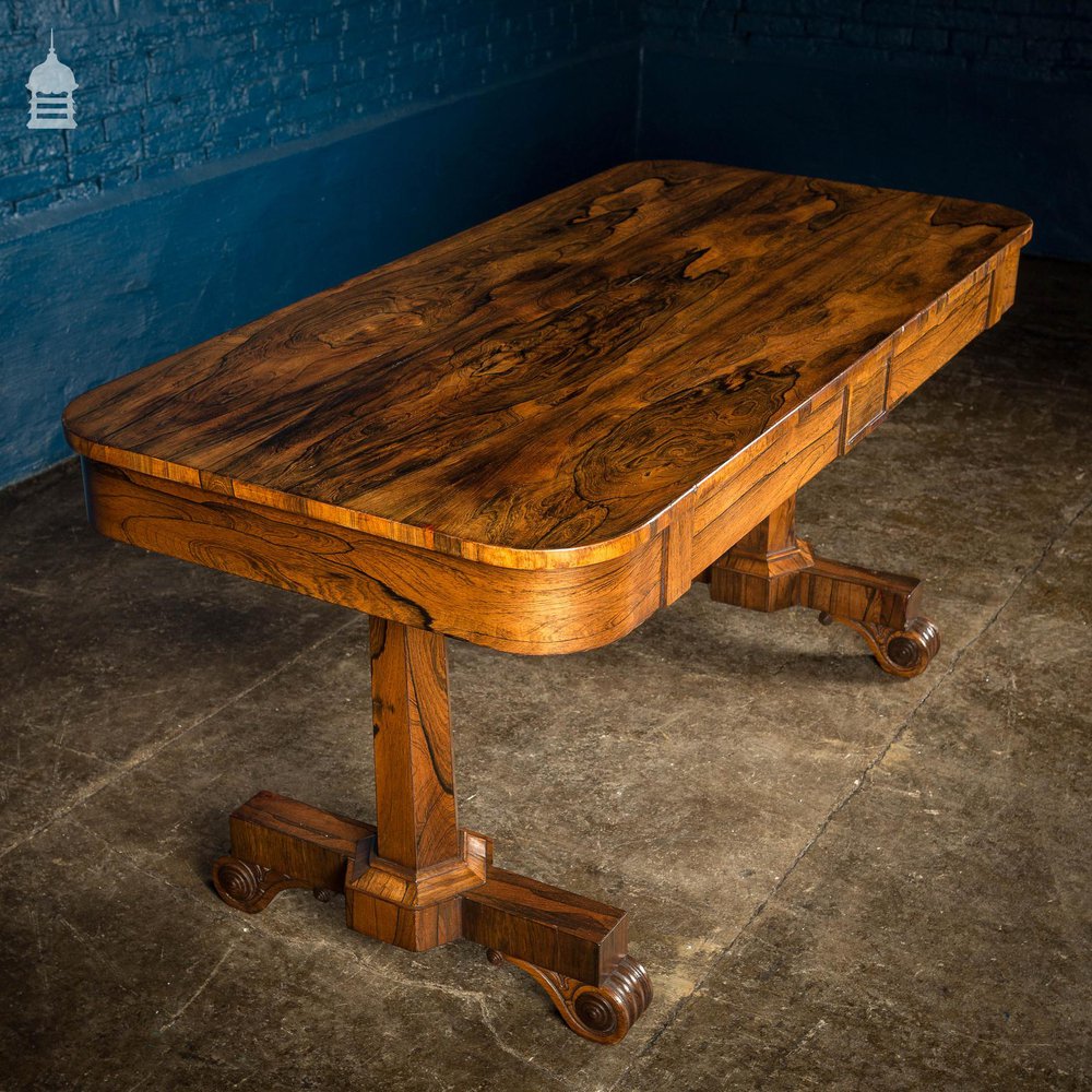 William IV Rosewood Library Table with Octagonal Pedestals