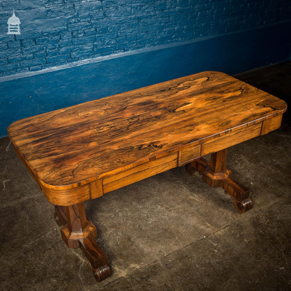 William IV Rosewood Library Table with Octagonal Pedestals