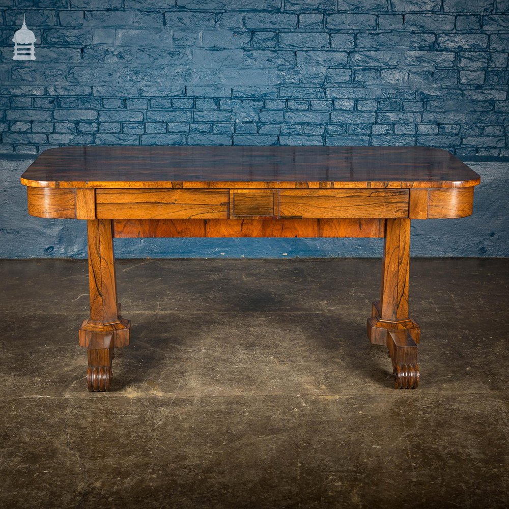 William IV Rosewood Library Table with Octagonal Pedestals