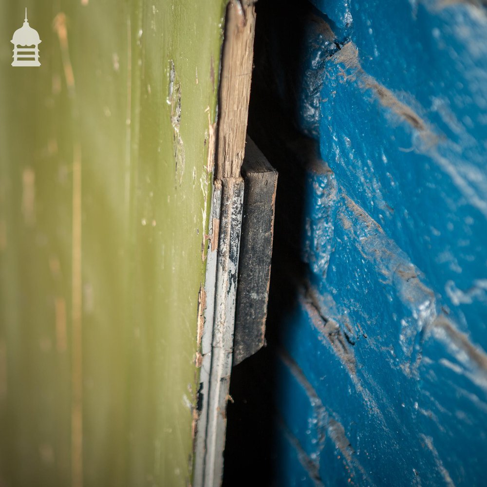 18th C Green Painted Braced and Ledged Cottage Door