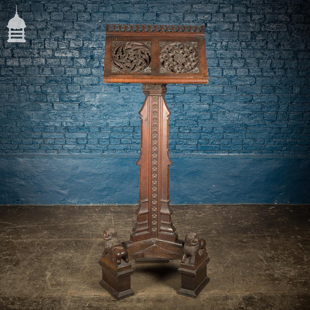 NR40021: 19th C Gothic Carved Oak Ecclesiastical Church Lectern