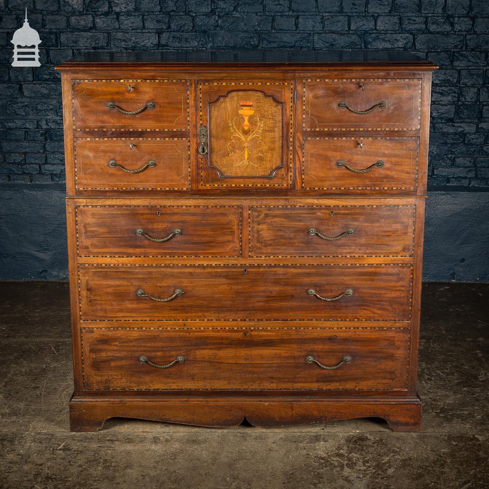 NR40421: Early 19th C Inlaid Mahogany Chest of Drawers