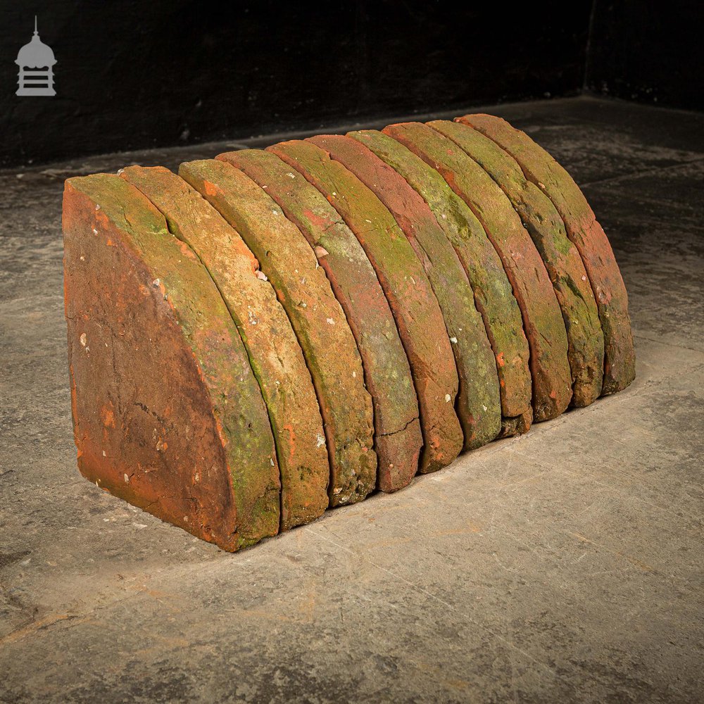 Batch of 22 Quarter Round 18th C Wall Coping Red Brick Copings