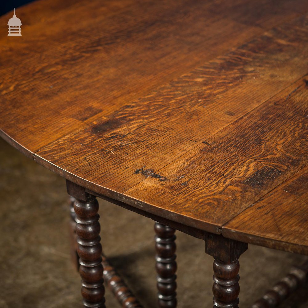 Victorian Oval Oak Gate Leg Bobbin Table