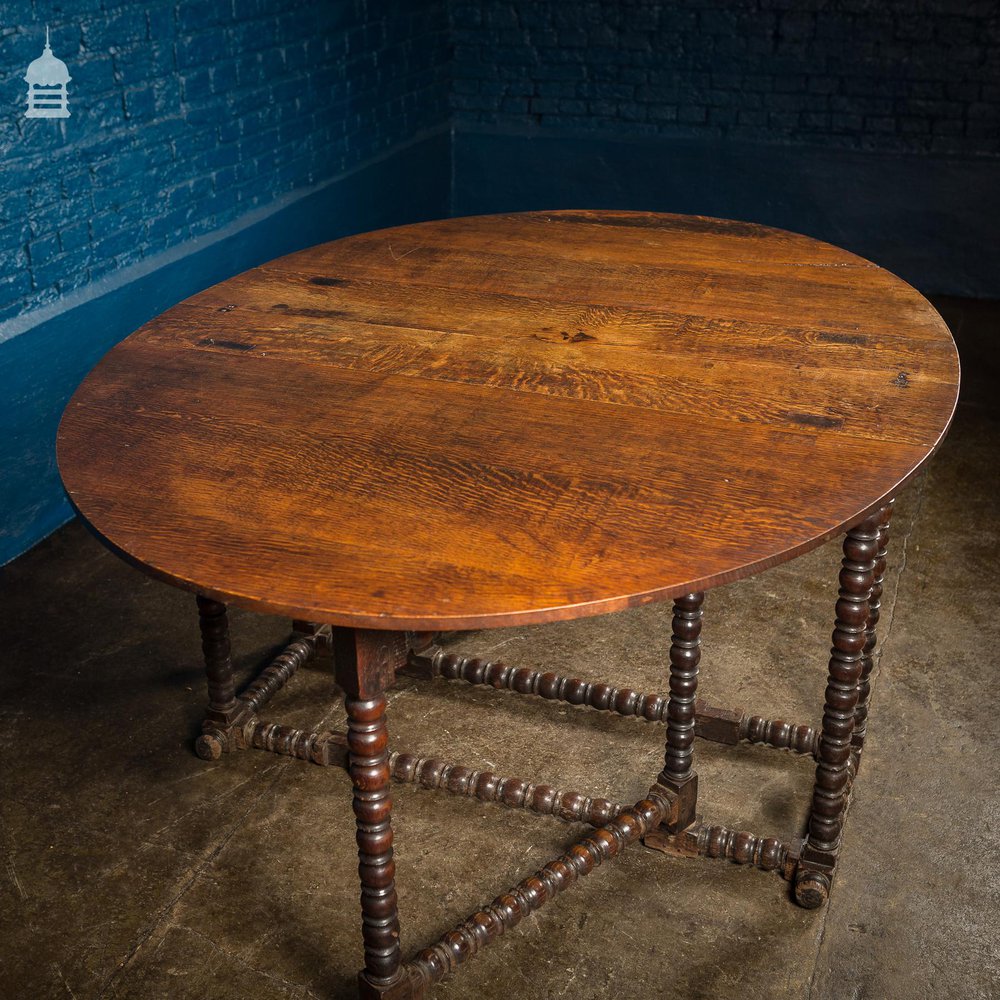 Victorian Oval Oak Gate Leg Bobbin Table