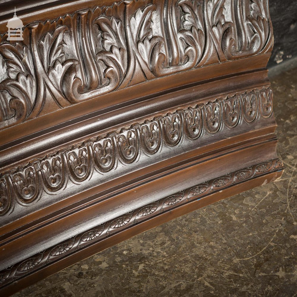 Set of 7 20th C Curved Hardwood Decorative Carved Panels