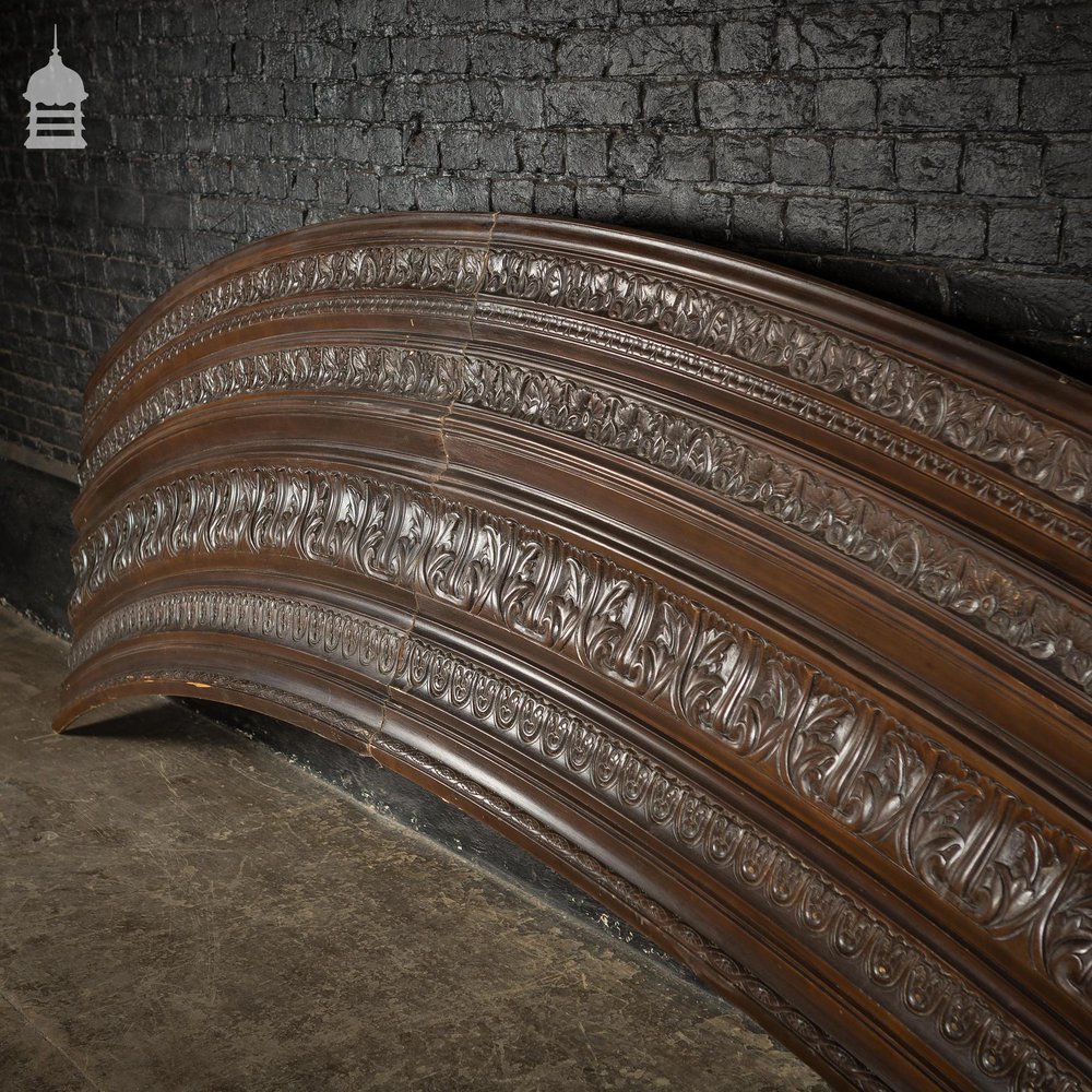 Set of 7 20th C Curved Hardwood Decorative Carved Panels