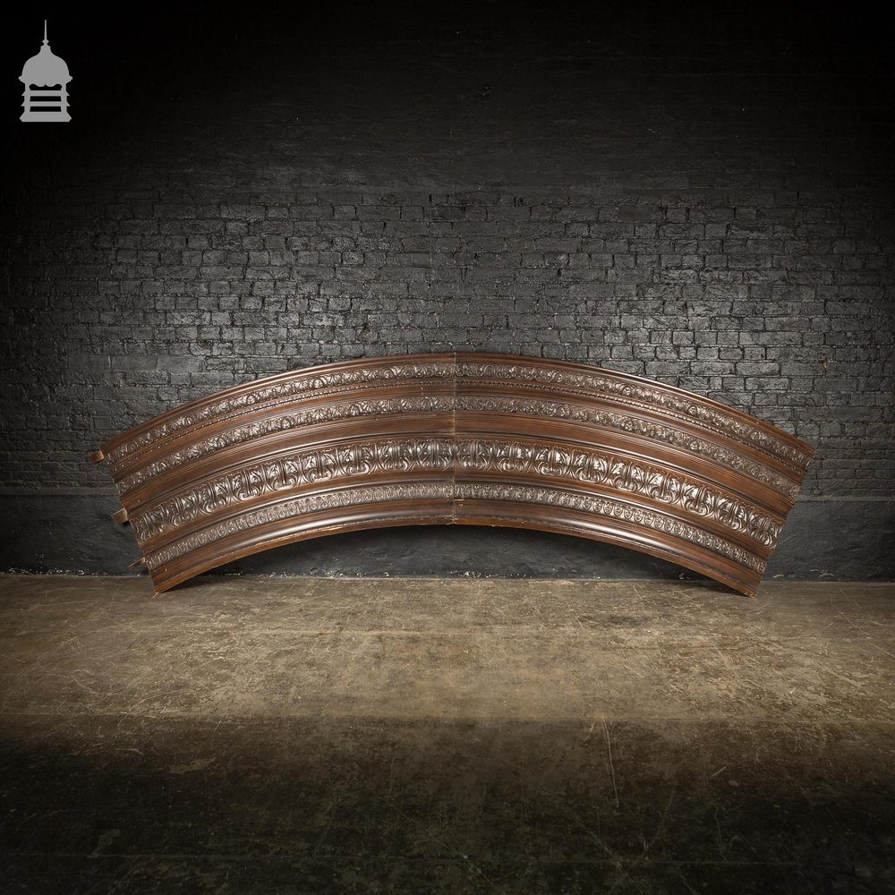 Set of 7 20th C Curved Hardwood Decorative Carved Panels