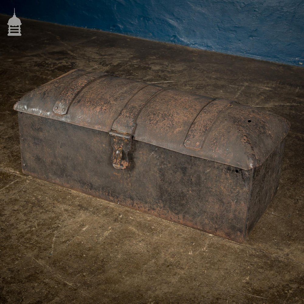 18th C Forged Dome Top Strongbox