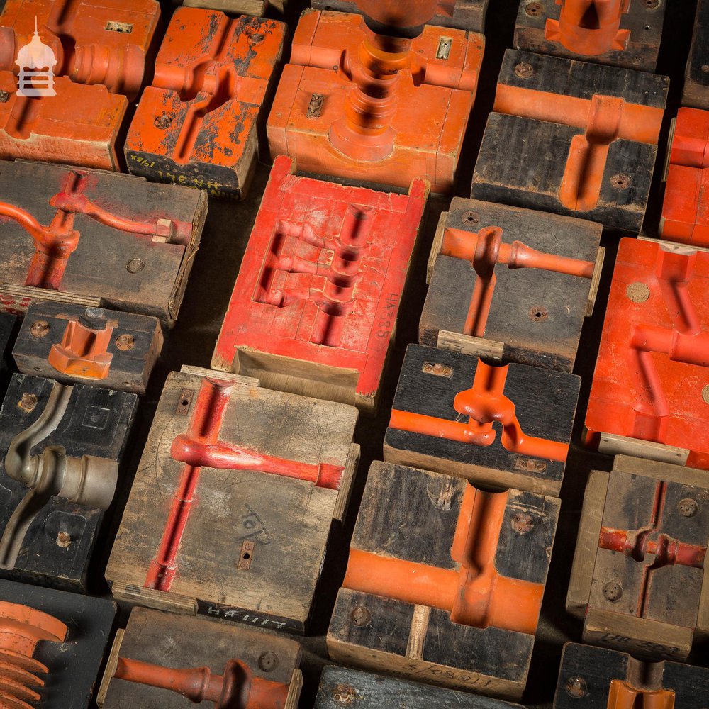 Collection of 60 Black and Red Industrial Factory Foundry Moulds