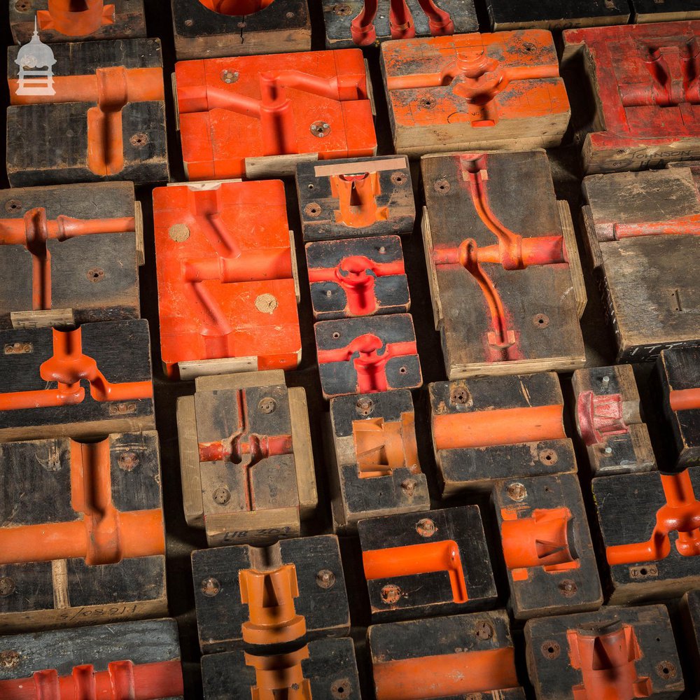 Collection of 60 Black and Red Industrial Factory Foundry Moulds