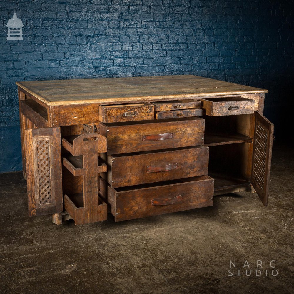 NARC Studio ‘The Oak Printers Kitchen’ Three Piece Set to include Kitchen Island, Sideboard and Sink Unit [No. 2]