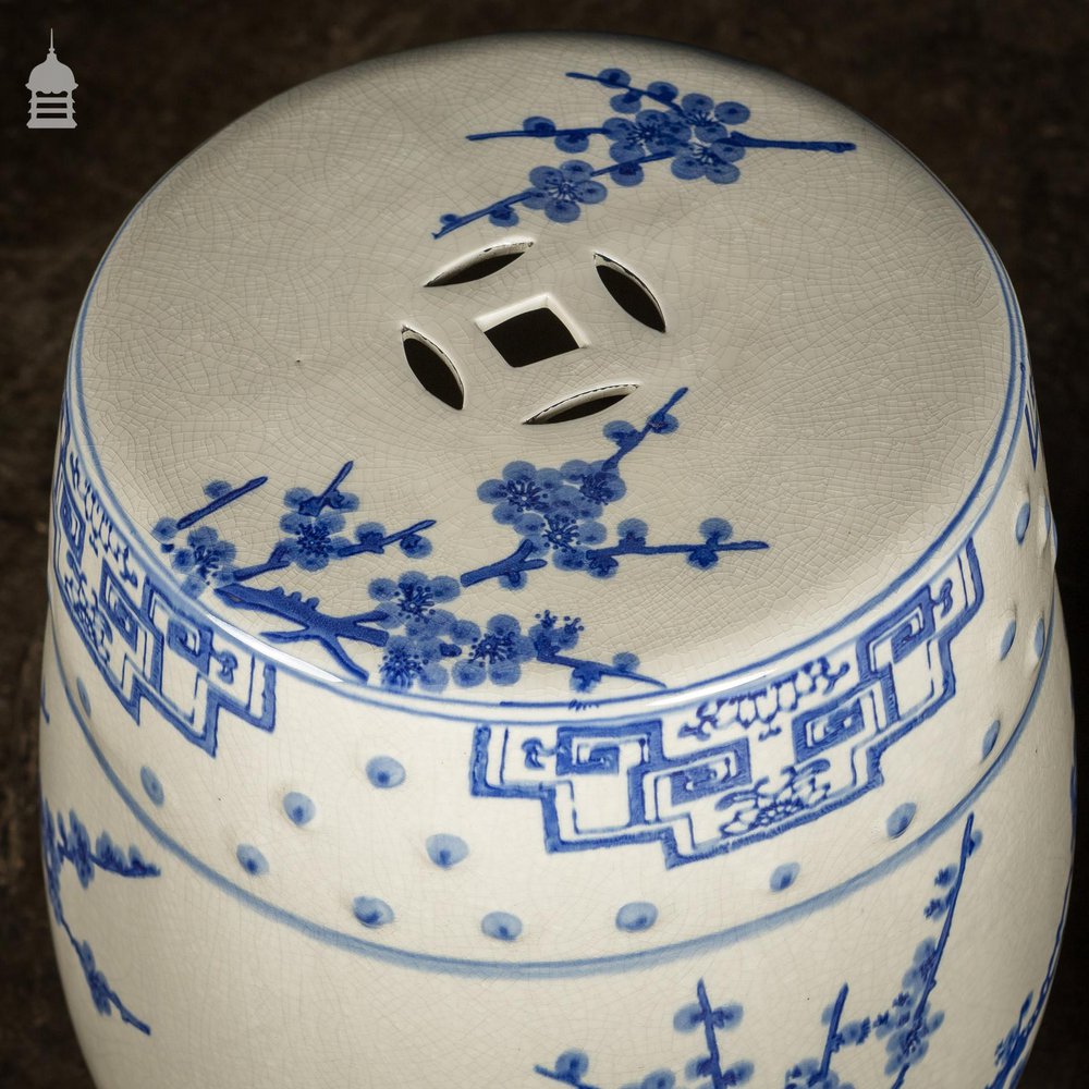 Pair of Blue and White 19th C Chinese Porcelain Garden Seats