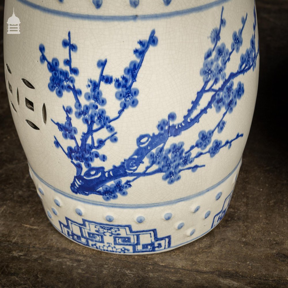 Pair of Blue and White 19th C Chinese Porcelain Garden Seats