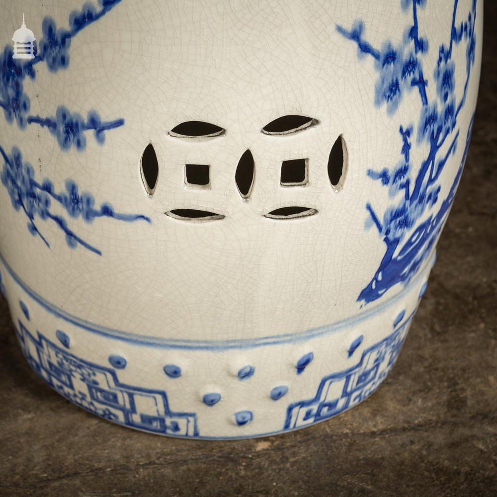 Pair of Blue and White 19th C Chinese Porcelain Garden Seats