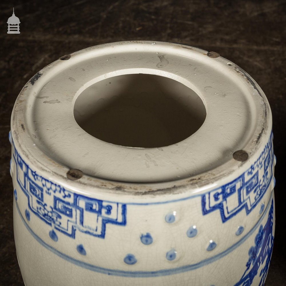 Pair of Blue and White 19th C Chinese Porcelain Garden Seats