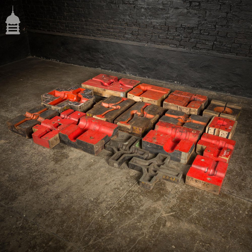 Collection of 18 Red and Black Industrial Factory Moulds