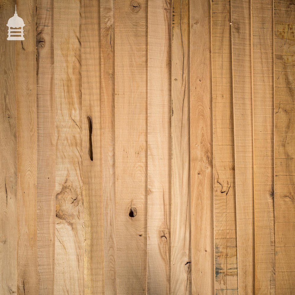 NR43421: 15 Square Metre Batch of Mixed Thickness & Width Thin Oak Boards Wall Cladding