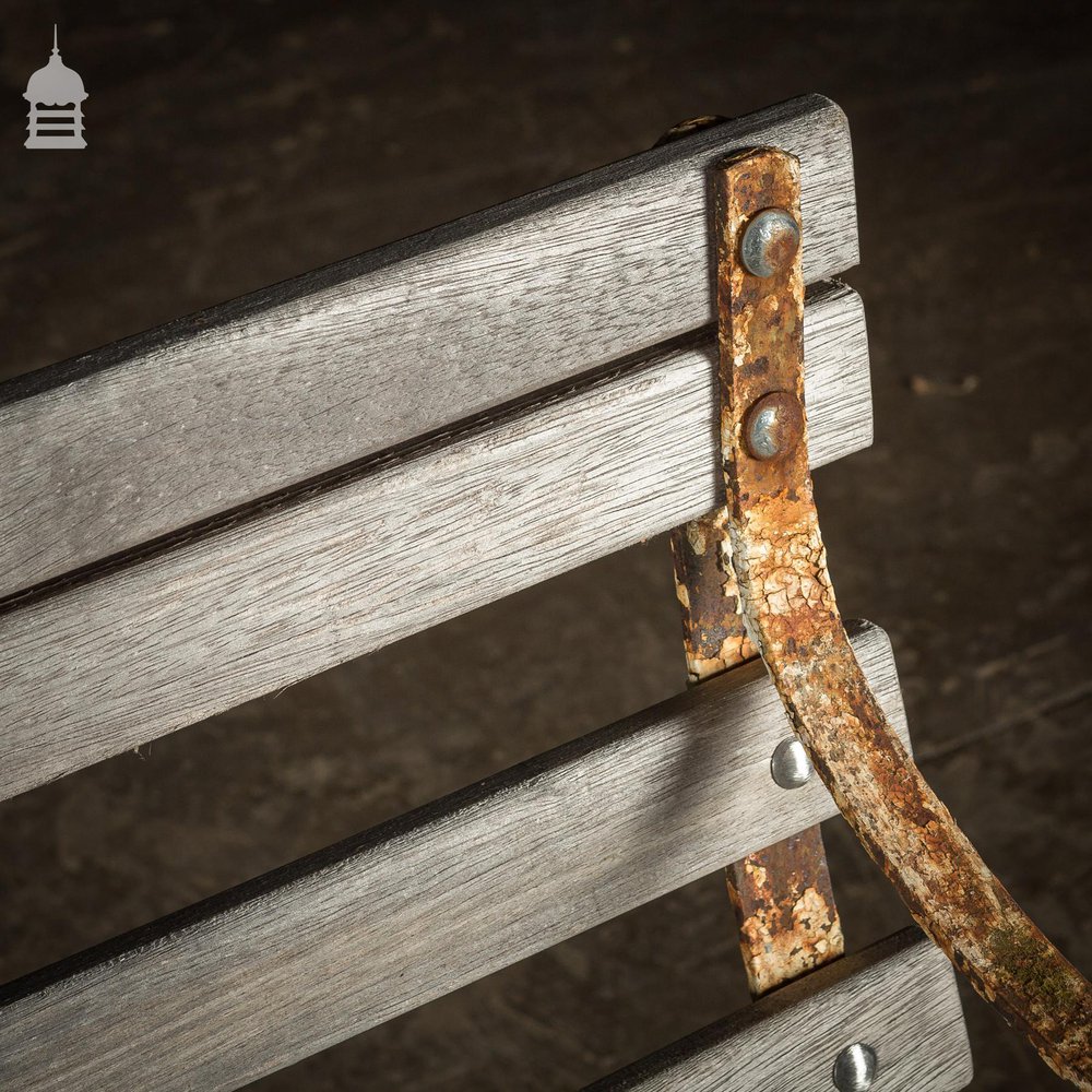 19th C Wrought Iron Bench With Later Hardwood Slats