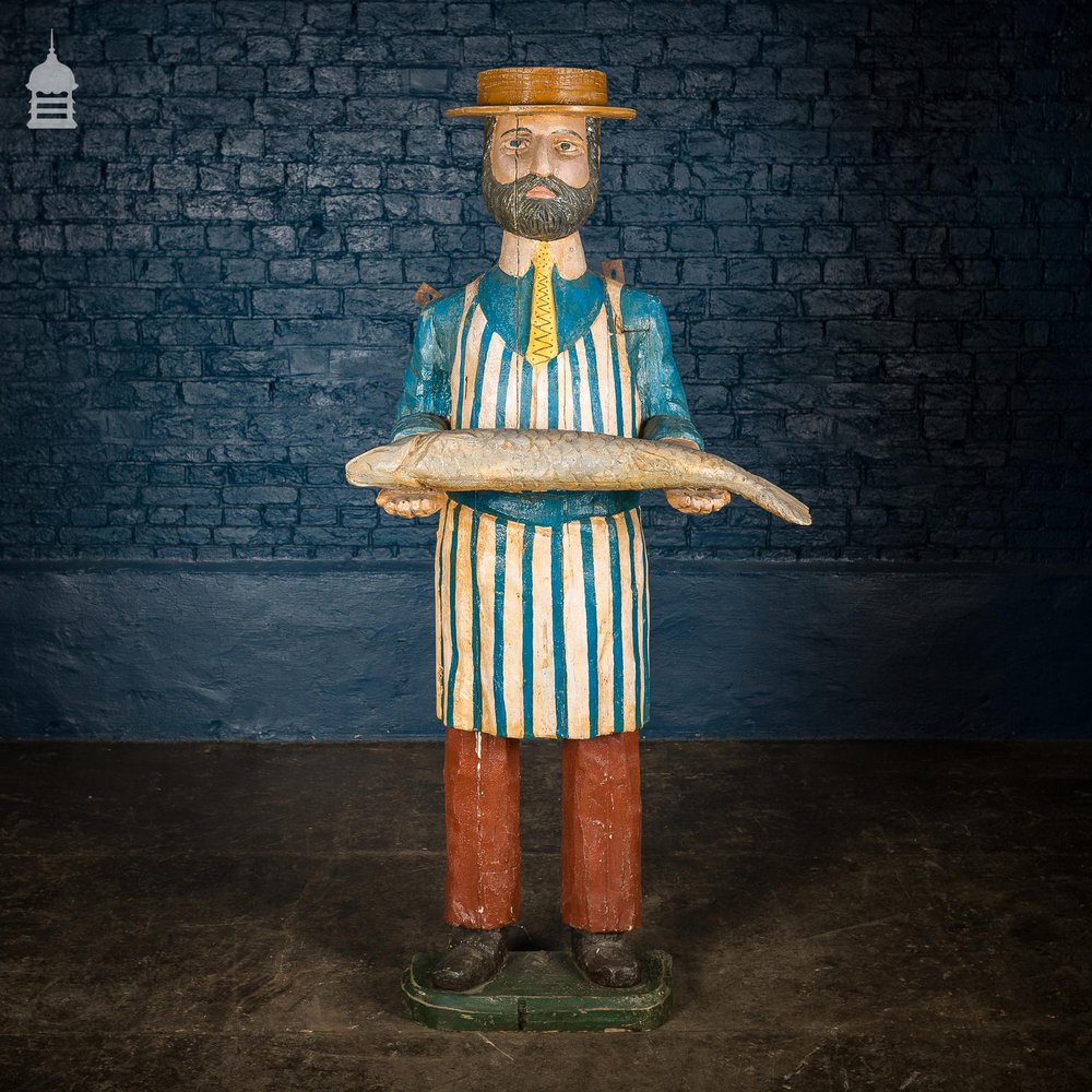 Victorian Carved Timber Fishmonger Shop Figure