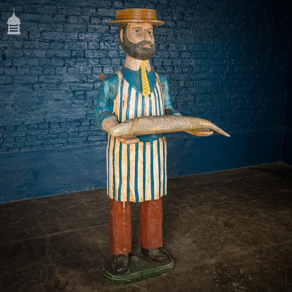 Victorian Carved Timber Fishmonger Shop Figure