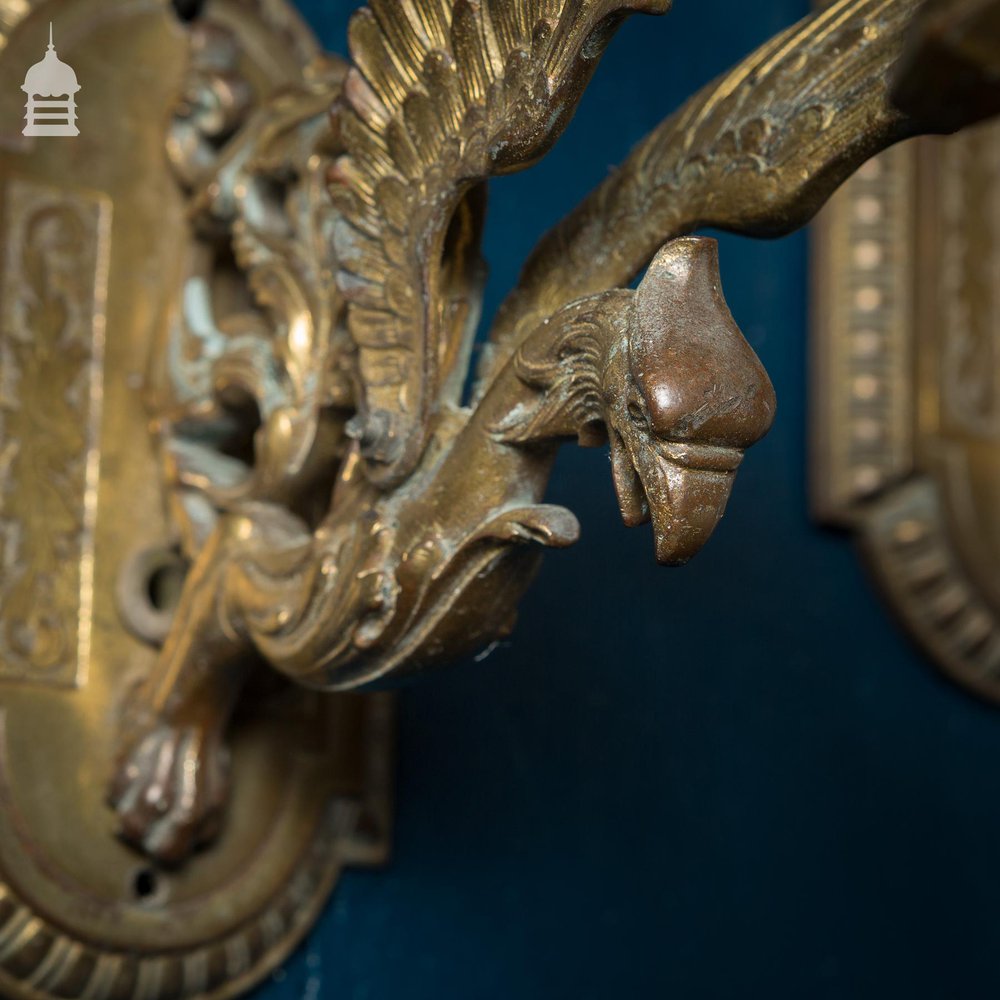 Pair of Brass Phoenix Wall Light Fittings