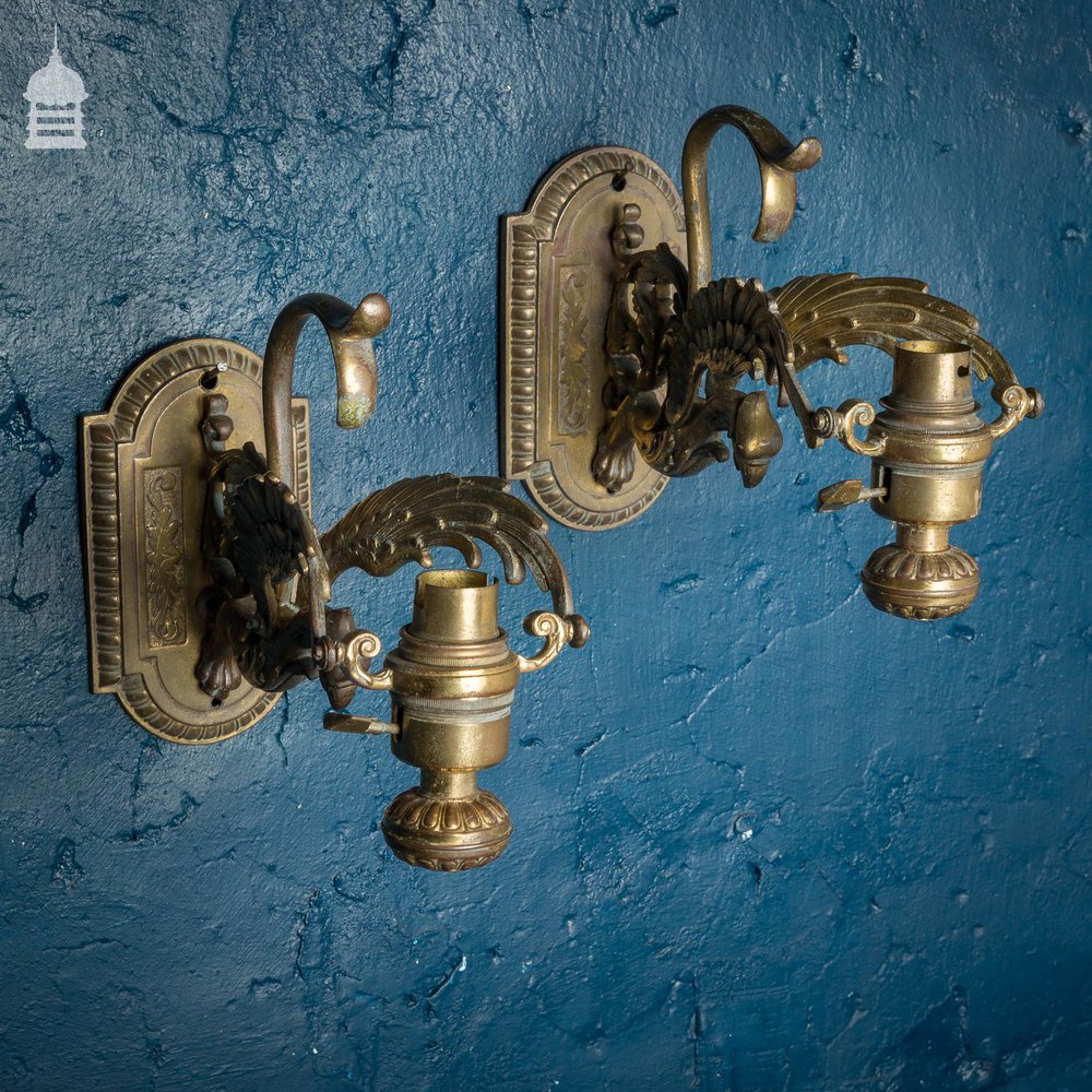 Pair of Brass Phoenix Wall Light Fittings