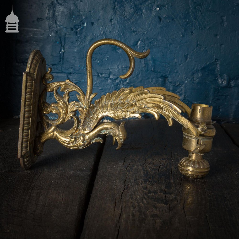 Pair of Brass Phoenix Wall Light Fittings