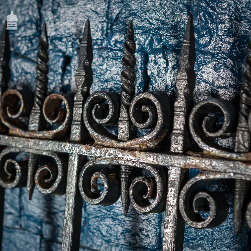 Pair of 19th C Wrought Iron Ornate Gates With Scroll Design