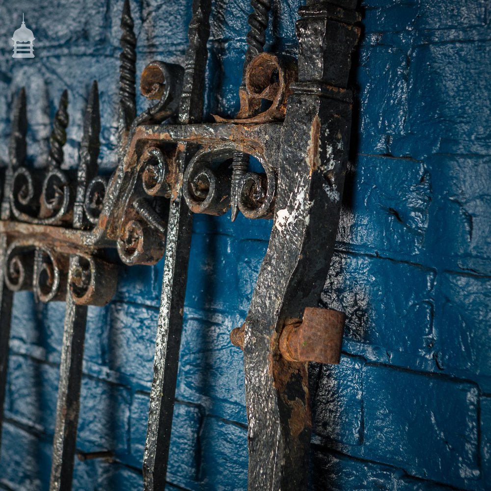 Pair of 19th C Wrought Iron Ornate Gates With Scroll Design