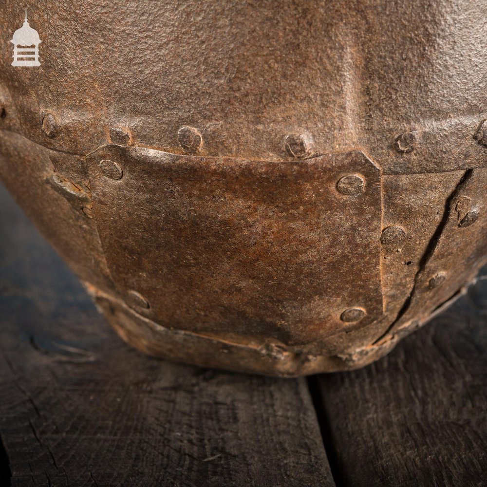 NR45021: 18th C Riveted Metal Bucket with Leather Strap Handle