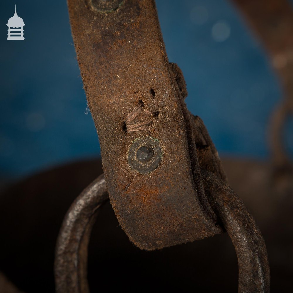 NR45021: 18th C Riveted Metal Bucket with Leather Strap Handle