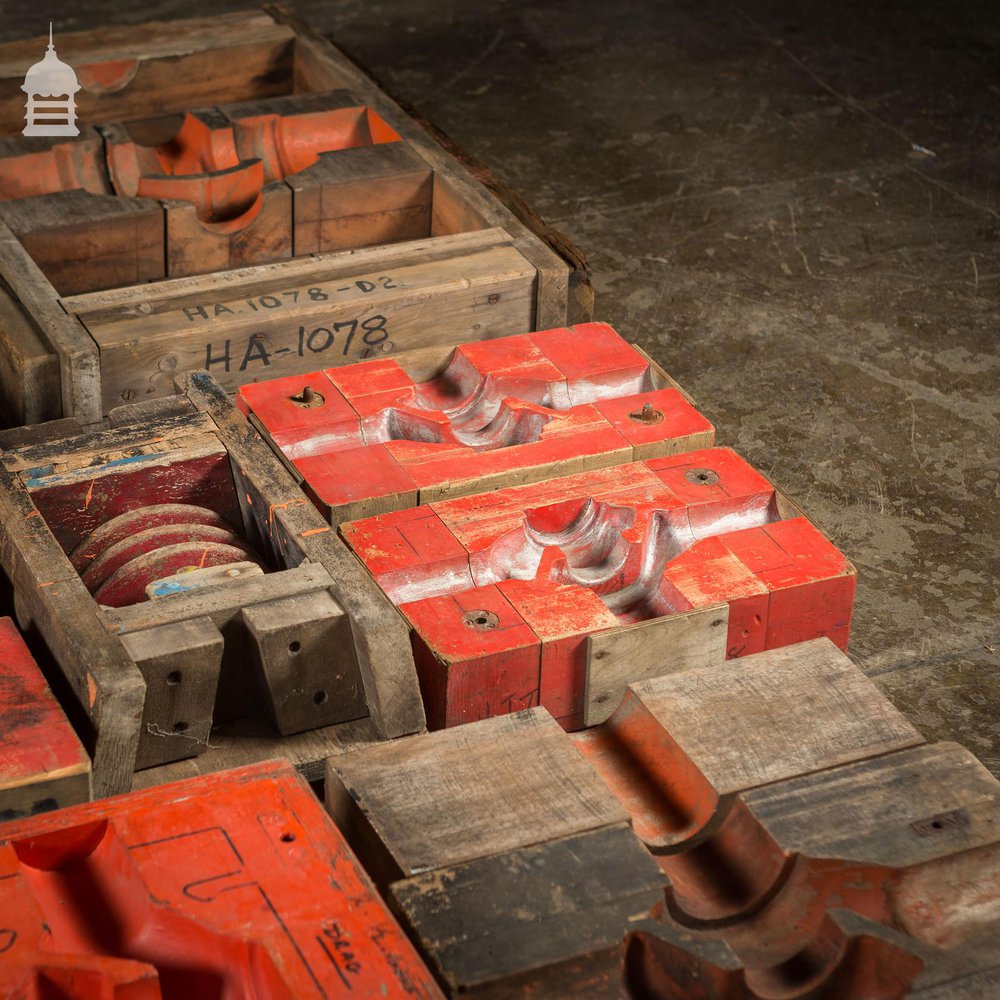 Collection of 28 Red and Black Industrial Foundry Factory Moulds