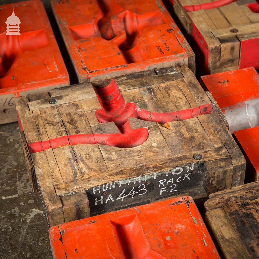 Collection of 28 Red and Black Industrial Foundry Factory Moulds