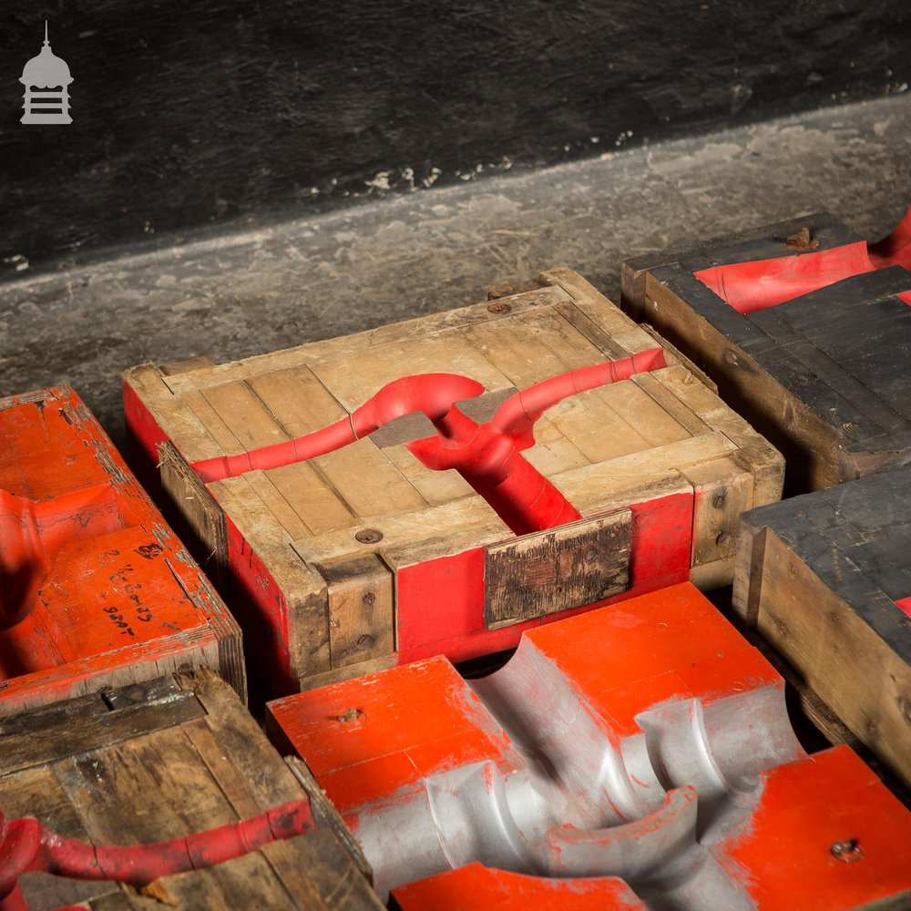 Collection of 28 Red and Black Industrial Foundry Factory Moulds