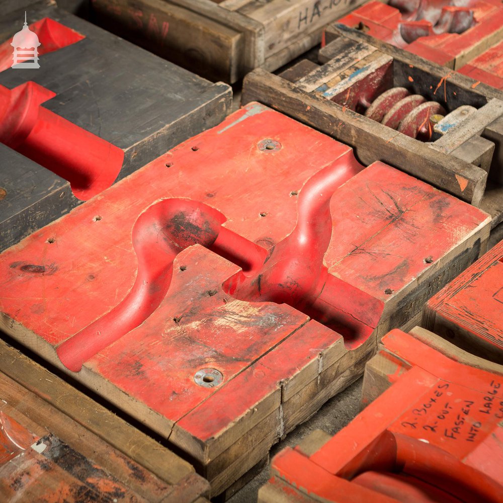 Collection of 28 Red and Black Industrial Foundry Factory Moulds