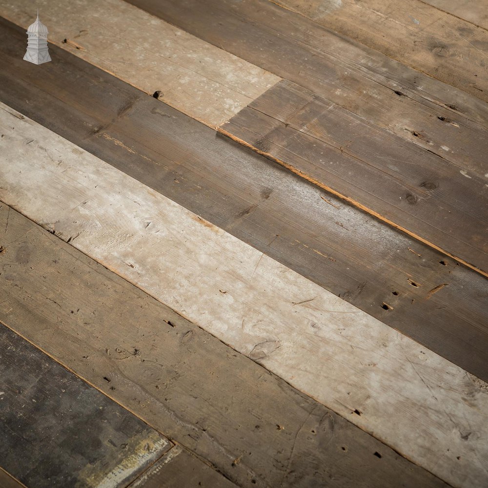 NR46521: Batch of 22 Square Metres of 6.5 Inch Wide 19th C Pine Floorboards